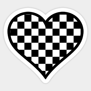 Black and White Checker Pattern Heart Sticker